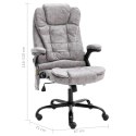 VidaXL Masujące krzesło biurowe, jasnoszare, obite prawdziwą skórą