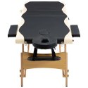 VidaXL Składany stół do masażu, 3-strefowy, drewniany, czarno-beżowy