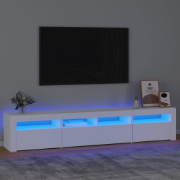 Szafka pod TV z oświetleniem LED, biała, 210x35x40 cm Lumarko!