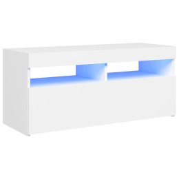 Szafka pod TV z oświetleniem LED, biała, 90x35x40 cm Lumarko!