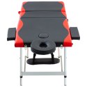 VidaXL 3-strefowy, składany stół do masażu, aluminium, czarno-czerwony