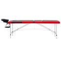 3-strefowy, składany stół do masażu, aluminium, czarno-czerwony Lumarko!