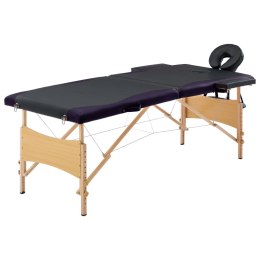 Składany drewniany stół do masażu 2-strefowy, czarny Lumarko!