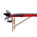 Składany stół do masażu, 2-strefowy, drewniany, czarno-czerwony Lumarko!