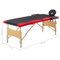 Składany stół do masażu, 2-strefowy, drewniany, czarno-czerwony Lumarko!
