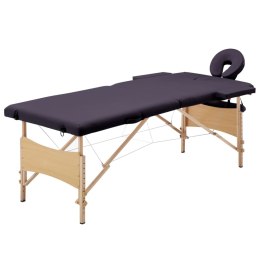 VidaXL Składany stół do masażu, 2-strefowy, drewniany, fioletowy