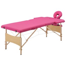 Składany stół do masażu, 2-strefowy, drewniany, różowy Lumarko!