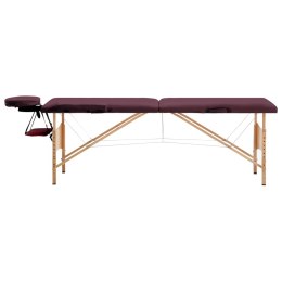 Składany stół do masażu, 2-strefowy, drewniany, winny fiolet Lumarko!