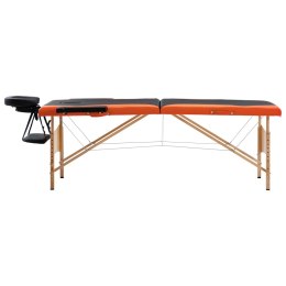 Składany stół do masażu 2-strefowy, drewno, czarno-pomarańczowy Lumarko!