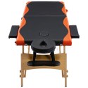 VidaXL Składany stół do masażu 2-strefowy, drewno, czarno-pomarańczowy