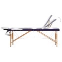 Składany stół do masażu, 3-strefowy, drewniany, biało-fioletowy Lumarko!