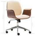 Krzesło biurowe, kremowe, gięte drewno i sztuczna skóra Lumarko!
