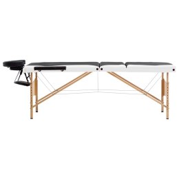 Składany stół do masażu, 3-strefowy, drewniany, czarno-biały Lumarko!