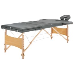 Stół do masażu, 3-strefowy, drewniana rama, antracyt, 186x68 cm Lumarko!