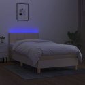 Łóżko kontynentalne z materacem, kremowe, 90x190 cm, tkanina Lumarko!