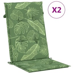VidaXL Poduszki na krzesła ogrodowe, 2 szt., wzór w liście, tkanina