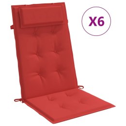 VidaXL Poduszki na krzesła z wysokim oparciem, 6 szt., czerwone