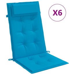 VidaXL Poduszki na krzesła z wysokim oparciem, 6 szt., jasnoniebieskie