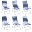 VidaXL Poduszki na krzesła z wysokim oparciem, 6 szt., niebiesko-białe