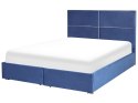 Łóżko welurowe z pojemnikiem 180 x 200 cm niebieskie VERNOYES Lumarko!