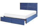 Łóżko welurowe z pojemnikiem 180 x 200 cm niebieskie VERNOYES Lumarko!