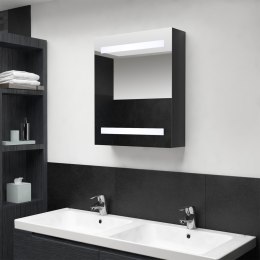 Szafka łazienkowa z lustrem i LED, lśniąca czerń, 50x14x60 cm Lumarko!