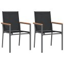 VidaXL Krzesła ogrodowe, 2 szt, czarne, 55x61,5x90cm, Textilene i stal
