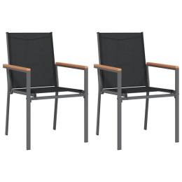 VidaXL Krzesła ogrodowe, 2 szt, czarne, 55x61,5x90cm, Textilene i stal