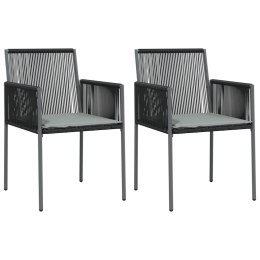 VidaXL Krzesła ogrodowe z poduszkami, 2 szt., czarne, 54x60,5x83,5 cm