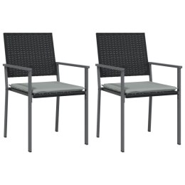 VidaXL Krzesła ogrodowe z poduszkami, 2 szt., czarne, 54x62,5x89 cm