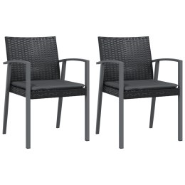 VidaXL Krzesła ogrodowe z poduszkami, 2 szt., czarne, 56,5x57x83 cm