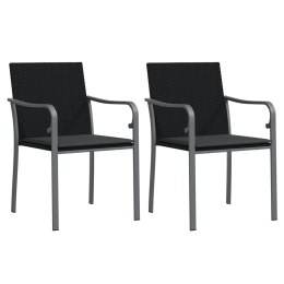 VidaXL Krzesła ogrodowe z poduszkami, 2 szt., czarne, 56x59x84 cm