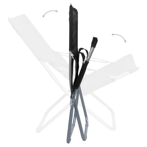 VidaXL Składane krzesła plażowe, 2 szt., tkanina, czarne