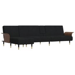 Sofa rozkładana L, czarna, 279x140x70 cm, aksamit Lumarko!