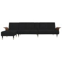 VidaXL Sofa rozkładana L, czarna, 279x140x70 cm, aksamit