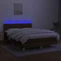 Łóżko kontynentalne z materacem, brązowe, 140x190 cm, tkanina Lumarko!