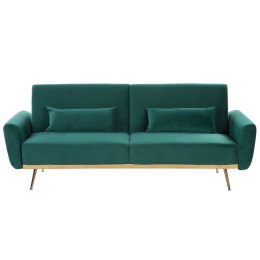 Sofa rozkładana welurowa zielona EINA Lumarko!