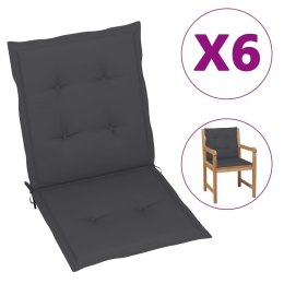 VidaXL Poduszki na krzesła ogrodowe, 6 szt., antracytowe, 100x50x3 cm