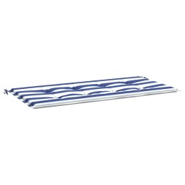 VidaXL Poduszka na ławkę ogrodową, biało-niebieskie paski, 100x50x3 cm