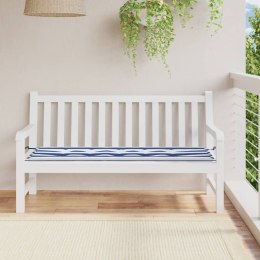 VidaXL Poduszka na ławkę ogrodową, biało-niebieskie paski, 150x50x3 cm