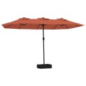 Podwójny parasol ogrodowy z LED, terakotowy, 449x245 cm Lumarko!