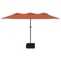 VidaXL Podwójny parasol ogrodowy z LED, terakotowy, 449x245 cm