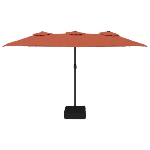 Podwójny parasol ogrodowy z LED, terakotowy, 449x245 cm Lumarko!