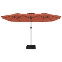 VidaXL Podwójny parasol ogrodowy z LED, terakotowy, 449x245 cm
