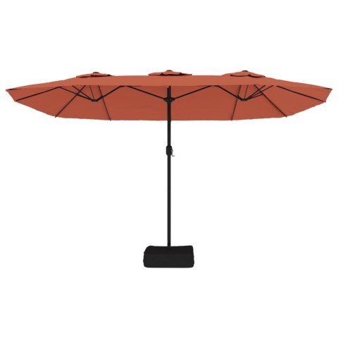 Podwójny parasol ogrodowy z LED, terakotowy, 449x245 cm Lumarko!