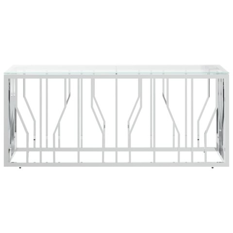 VidaXL Stolik kawowy, 110x45x45 cm, stal nierdzewna i szkło