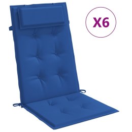VidaXL Poduszki na krzesła z wysokim oparciem, 6 szt, błękit królewski
