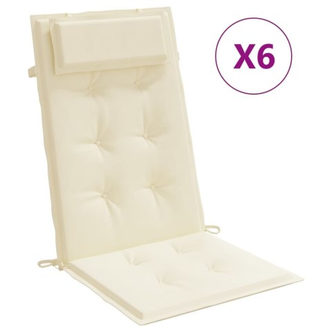Poduszki na krzesła z wysokim oparciem, 6 szt., kremowe, Oxford Lumarko!