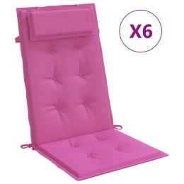 VidaXL Poduszki na krzesła z wysokim oparciem, 6 szt., różowe, tkanina