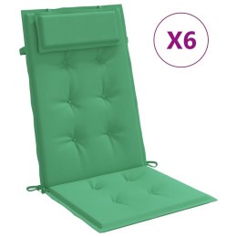 VidaXL Poduszki na krzesła z wysokim oparciem, 6 szt., zielone